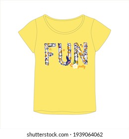 Girl tshirt design, Kids fashion vector illustration