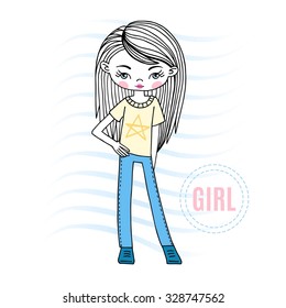 Girl T-shirt design vector illustration