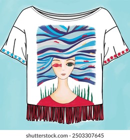 Girl tshirt and graphic design. Fashion design and more