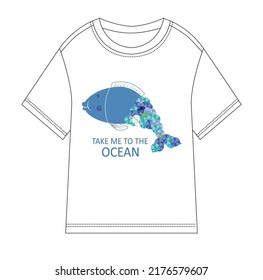 girl  t-shirt  for sea shark  artwork 