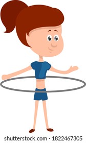 Girl twist hula hoop, illustration, vector on white background