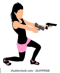 girl with two handguns, vector