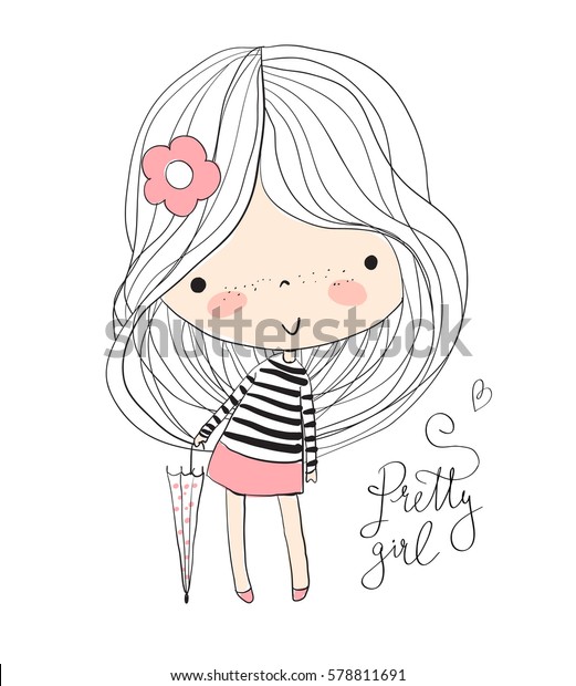 Girl Umbrella Stock Vector (Royalty Free) 578811691