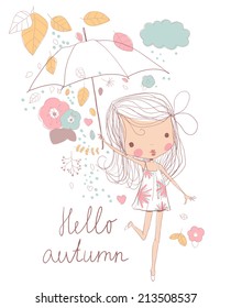 Girl with an umbrella. Autumn 