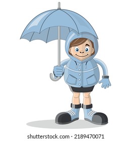 Girl with an umbrella. Isolated on white background. Vector illustration.