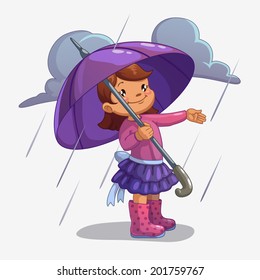 Girl with umbrella, isolated vector