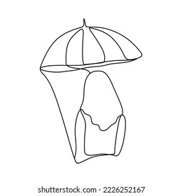 Girl with umbrella in line art style. Vector continuous line art drawing of a girl using umbrella. women in linear minimalistic style