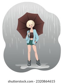 Girl with umbrella in the rain