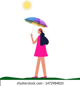 The girl with the umbrella from the sun. Vector illustration