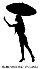 girl with umbrella, vector 