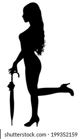 girl with umbrella, vector 