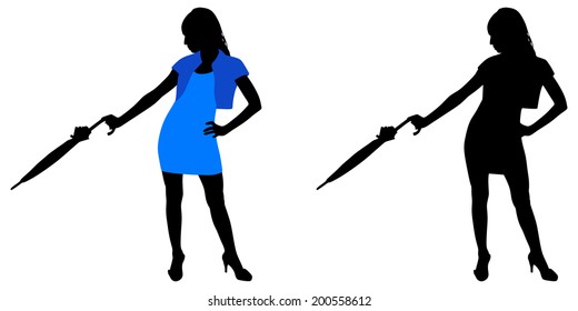 girl with umbrella, vector 
