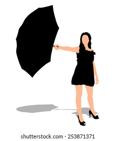 Girl with umbrella, vector 