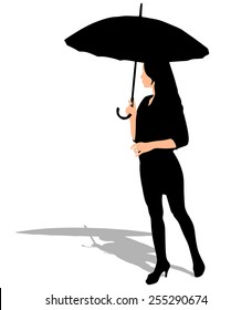 Girl with umbrella, vector 