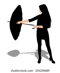 Girl with umbrella, vector 