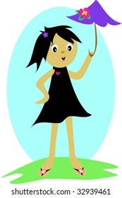 Girl with Umbrella Vector