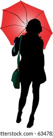 girl under the red umbrella