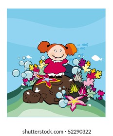 girl under the sea vector