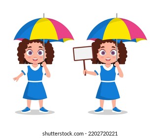 Girl under an umbrella. Vector illustration