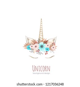 Girl unicorn card/ background in vector