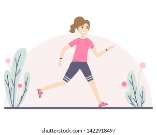 Girl in uniform running in the Park. Morning jog. Healthy lifestyle.