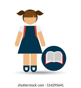 girl uniform school open book icon vector illustration eps 10