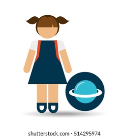 girl uniform school science physics icon vector illustration eps 10
