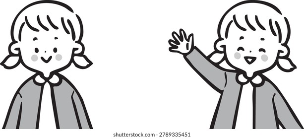 Girl, upper body, vector (monochrome)