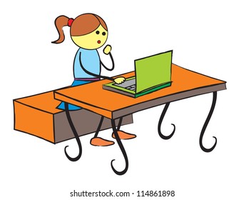 girl using laptop