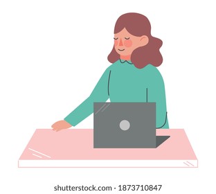 Mädchen mit Laptop-Computer, Bildungsprozess, E-Learning, Programming Concept Cartoon-Vektorgrafik