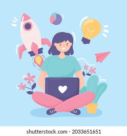 girl using laptop start up ideas
