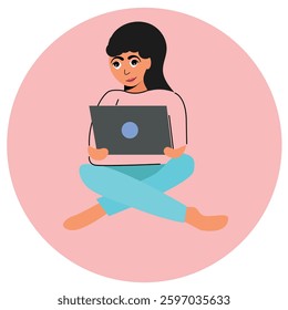 girl using a laptop vector design clean and unique latest