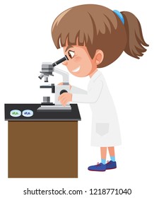 A girl using microscope illustration