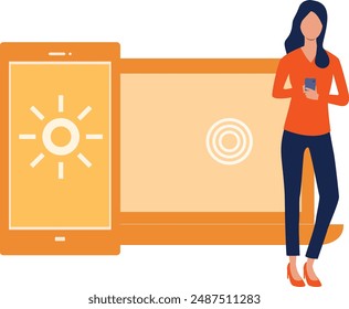 La niña está usando un teléfono móvil.