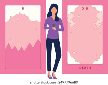 A girl is using mobile phone.