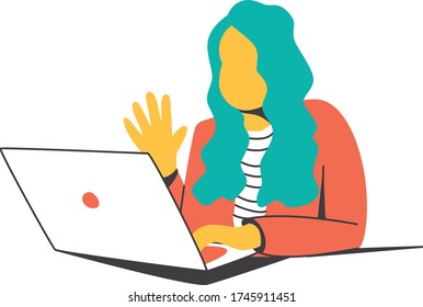 Niña usando un portátil para videochat.