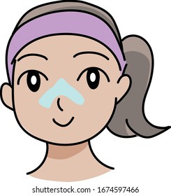 A girl using peeling pack.