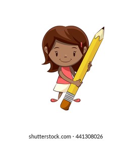 Girl using pencil eraser