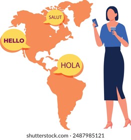La chica está usando un teléfono.
