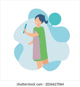 Girl using phone vector illustration