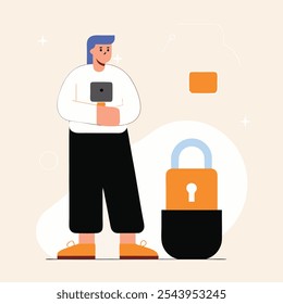 Una niña usando Ilustración vectorial de seguridad