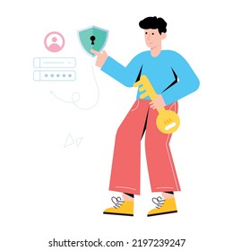 A girl using social media flat vector download