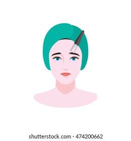 girl using tweezer illustration in flat style