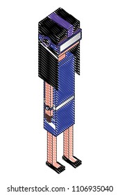 girl using virtual reality glasses character isometric