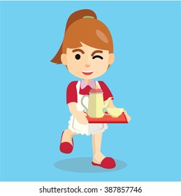 Girl using waitress costume