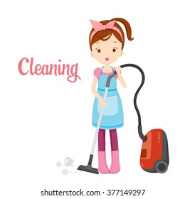 Girl With Vacuum Cleaner, Housework, Appliance, Domestic Tools, Symbol, Spring Season