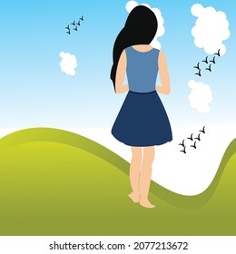 Girl vector art design  for poster.