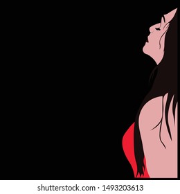 Girl vector with black background.