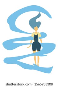 girl vector blue people freshness