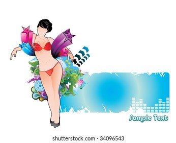 girl vector composition